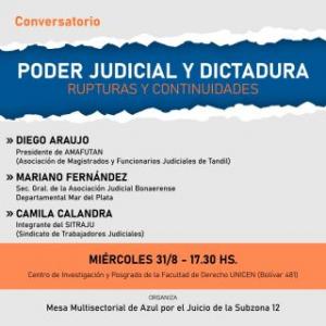 La Mesa Multisectorial de Azul invita conversatorio “Poder Judicial y Dictadura: Rupturas y continuidades”